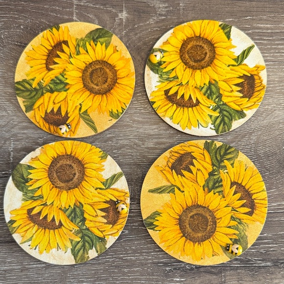 Other - 🌻 Handmade Sunflower Coasters Set of 4
